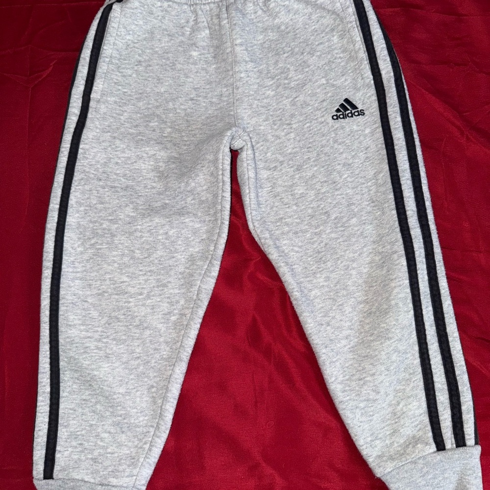 Adidas Gray and Black Joggers with Classic Stripes